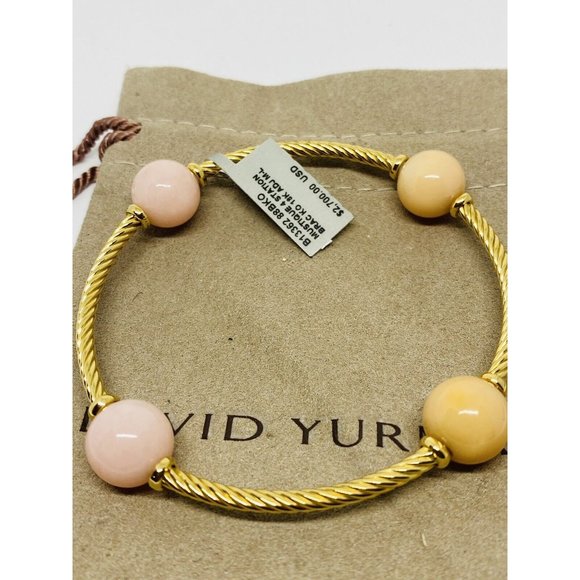 $3900 DAVID YURMAN NEW Mustique 4 Station Pink Opal Peach Moonstone 18K Gold - Picture 4 of 9